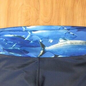 AQUAFLAUGE Performance Apparel Fishy Yoga Pants Womens Size S Mid Rise Waistband